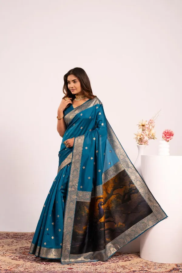 Blue_Party_Wear_Banarasi_Silk_Saree_Default_Title
