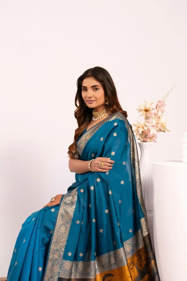 Blue_Party_Wear_Banarasi_Silk_Saree_Default_Title