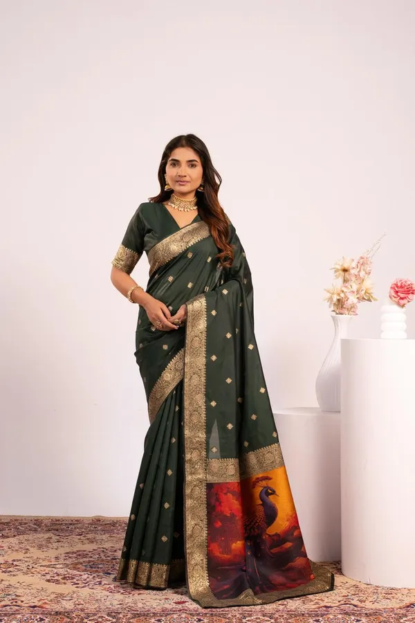 Dark_Green_Designer_Function_Wear_Banarasi_Silk_Saree_Default_Title