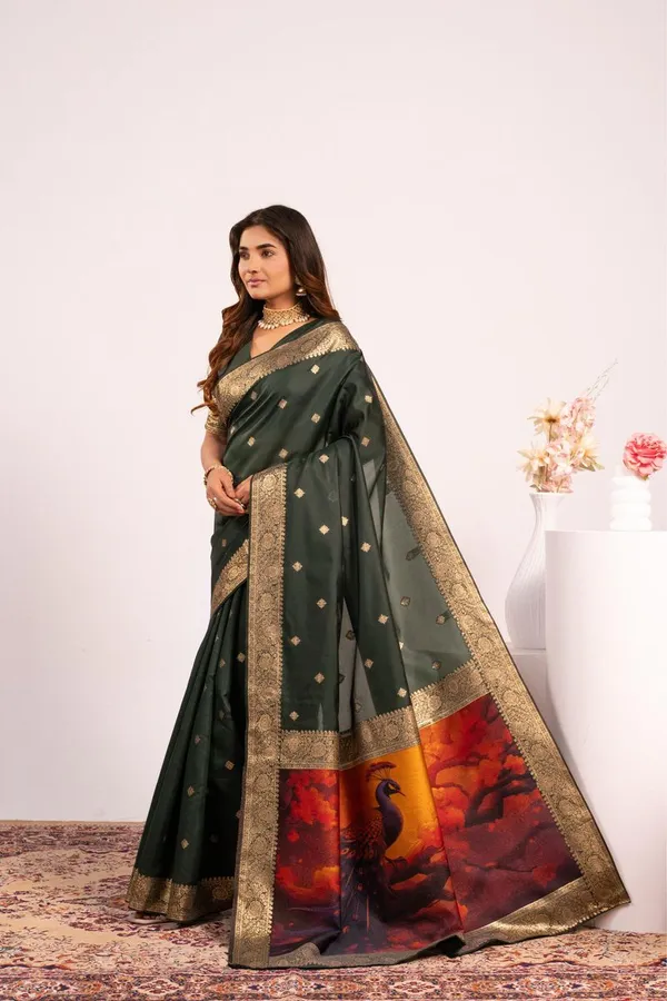 Dark_Green_Designer_Function_Wear_Banarasi_Silk_Saree_Default_Title