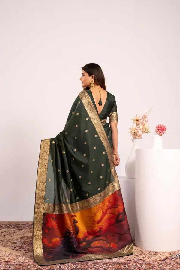 Dark_Green_Designer_Function_Wear_Banarasi_Silk_Saree_Default_Title