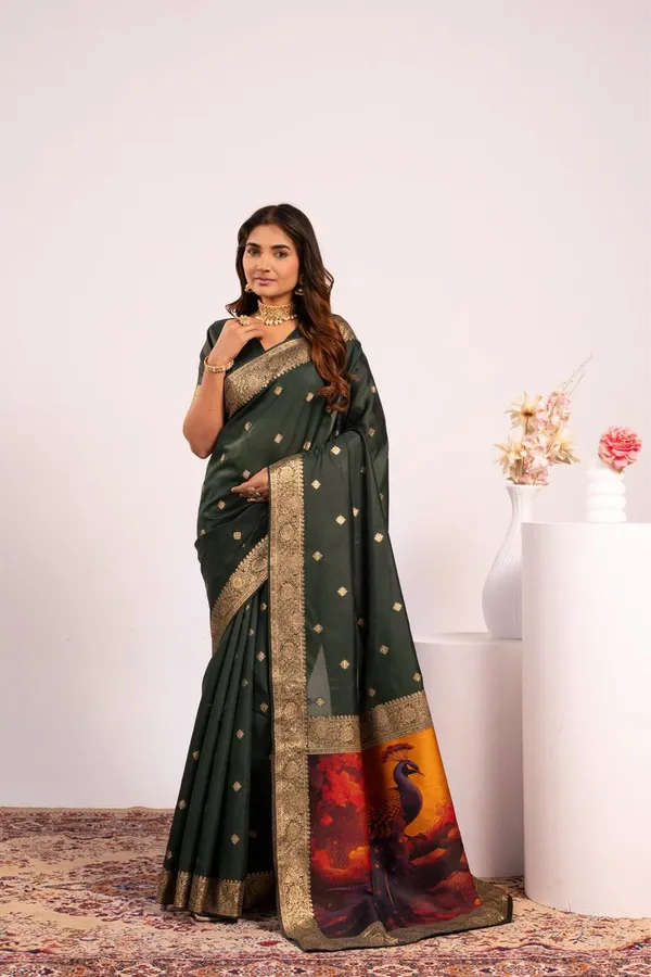 Dark_Green_Designer_Function_Wear_Banarasi_Silk_Saree_Default_Title