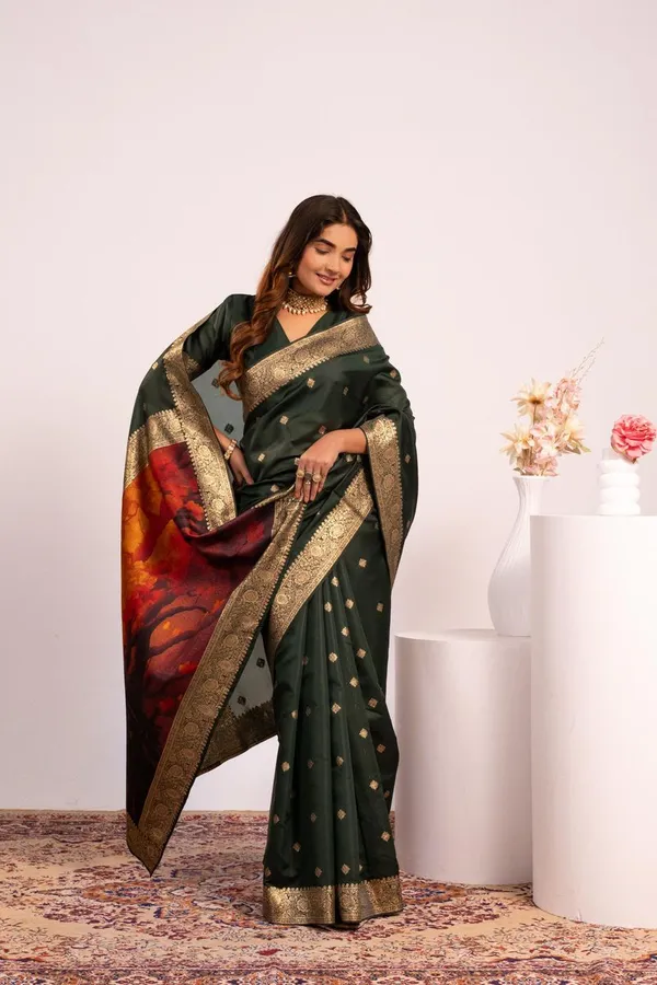 Dark_Green_Designer_Function_Wear_Banarasi_Silk_Saree_Default_Title