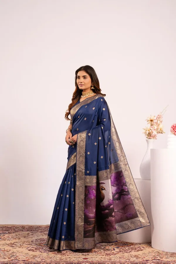 Navy_Blue_Classic_Banarasi_Silk_Saree_Default_Title