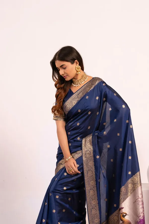 Navy_Blue_Classic_Banarasi_Silk_Saree_Default_Title