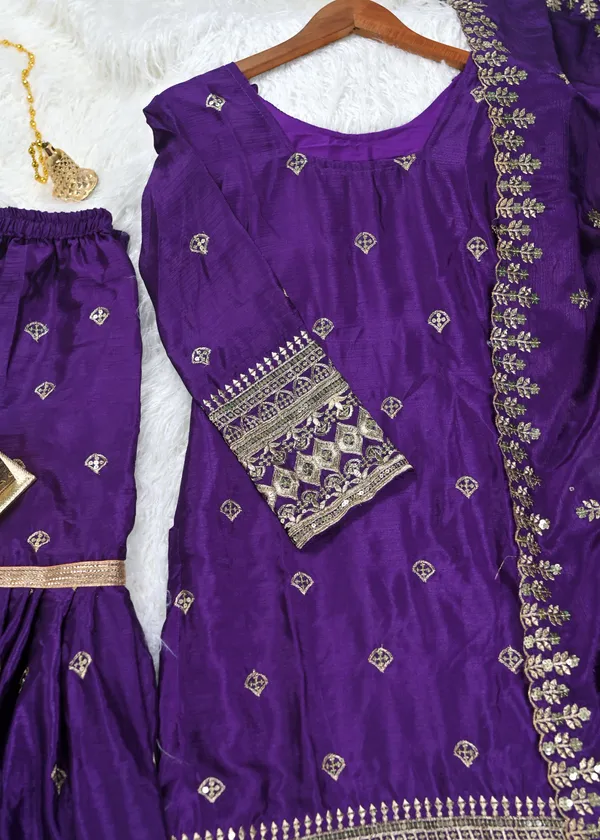 Purple_Chinon_Sequin_Work_Readymade_Salwar_Suit_Elegant_Festive_Wear