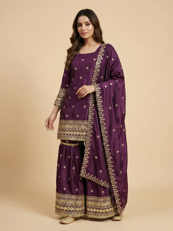 Sequin_Embroidery_Wine_Chinon_Festive_Salwar_Suit_Ready_To_Wear