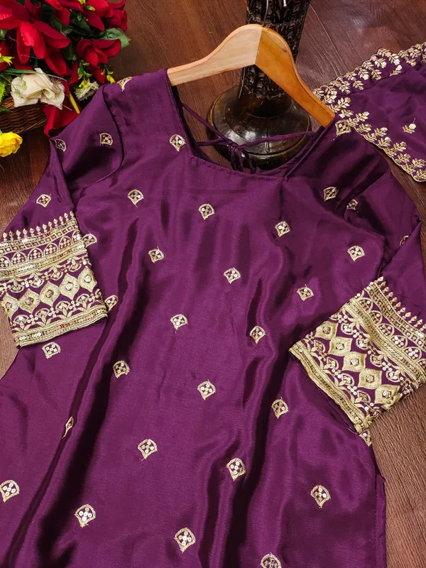 Sequin_Embroidery_Wine_Chinon_Festive_Salwar_Suit_Ready_To_Wear