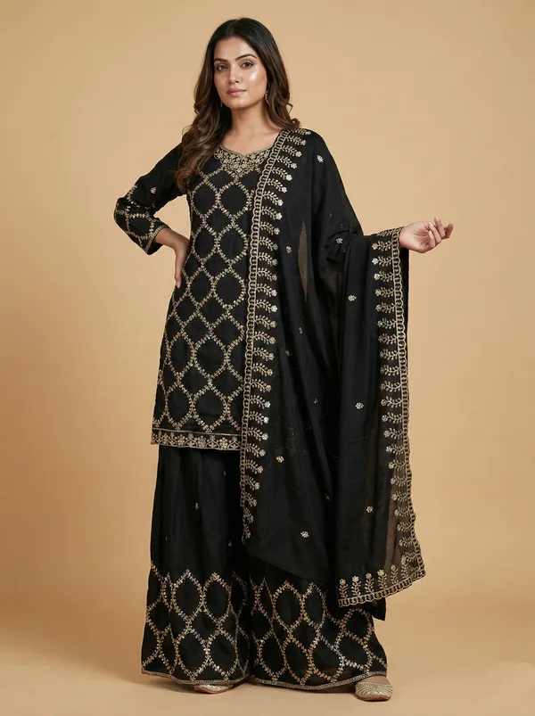 Black_Chinon_Versatile_Ethnic_Wear_Minimal_Sequin_Salwar_Suit_Set