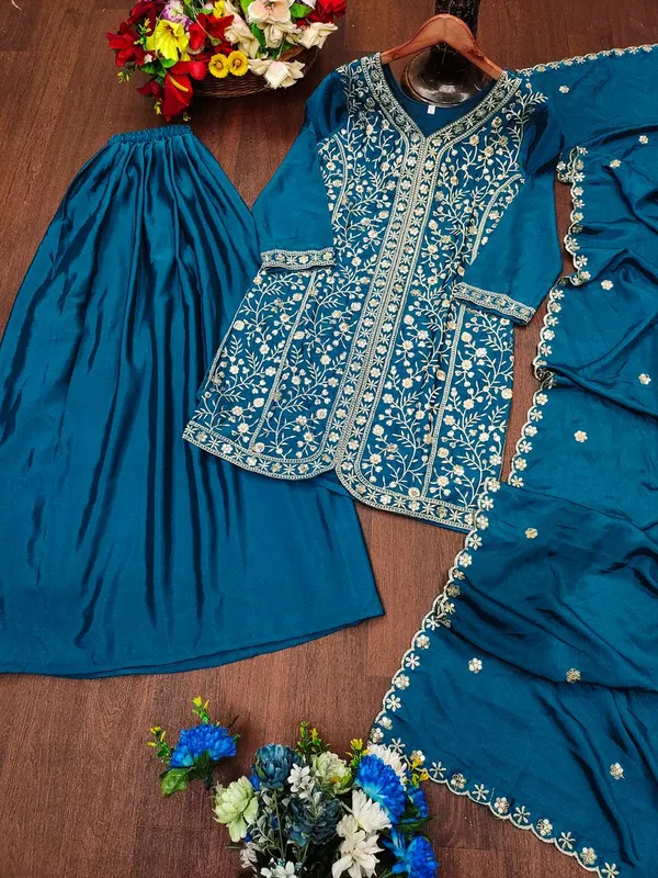 Teal_Chinon_Sequin_Embroidered_Modern_Festive_Wear_Salwar_Suit_Set