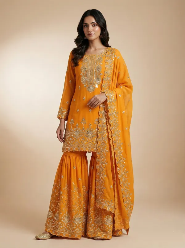 Mustard_Foux_Georgette_Function_Wear_Salwar_Suit