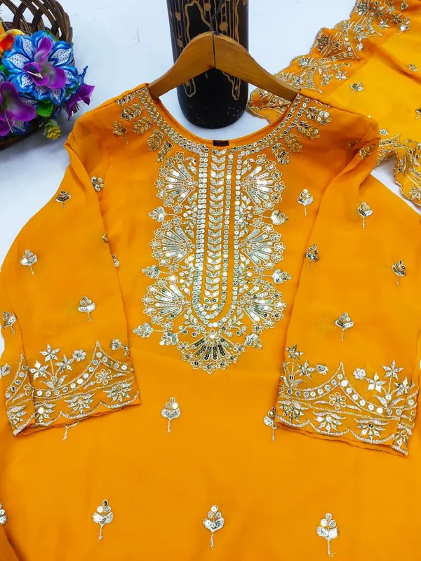 Mustard_Foux_Georgette_Function_Wear_Salwar_Suit
