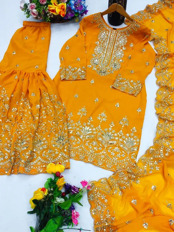 Mustard_Foux_Georgette_Function_Wear_Salwar_Suit