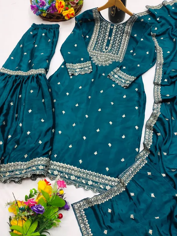 Teal_Modest_Sequin_Work_Festive_Wear_Salwar_Suit