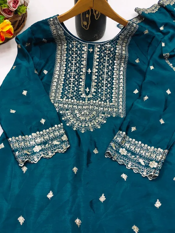 Teal_Modest_Sequin_Work_Festive_Wear_Salwar_Suit
