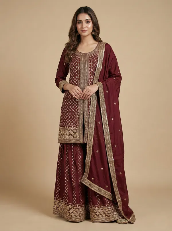 Maroon_Regal_Sequin_Work_Evening_Occasion_Salwar_Suit