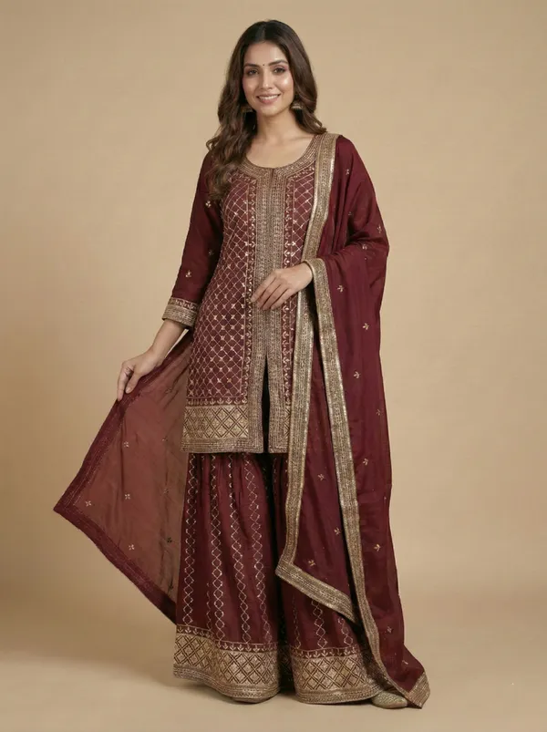 Maroon_Regal_Sequin_Work_Evening_Occasion_Salwar_Suit