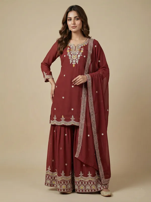 Maroon_Rich_Sequin_Embellished_Faux_Georgette_Salwar_Suit