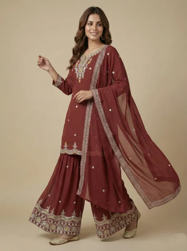 Maroon_Rich_Sequin_Embellished_Faux_Georgette_Salwar_Suit