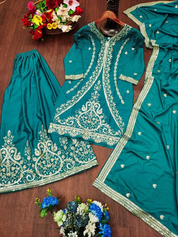 Teal_Blue_Signature_Sequin_Salwar_Suit