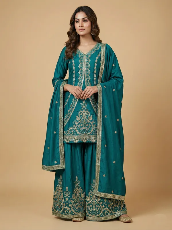 Teal_Blue_Signature_Sequin_Salwar_Suit