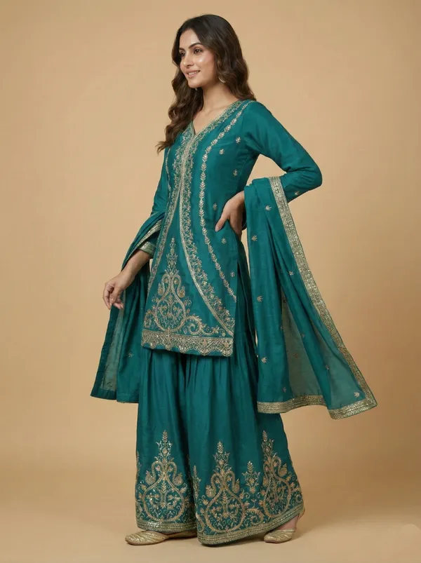 Teal_Blue_Signature_Sequin_Salwar_Suit
