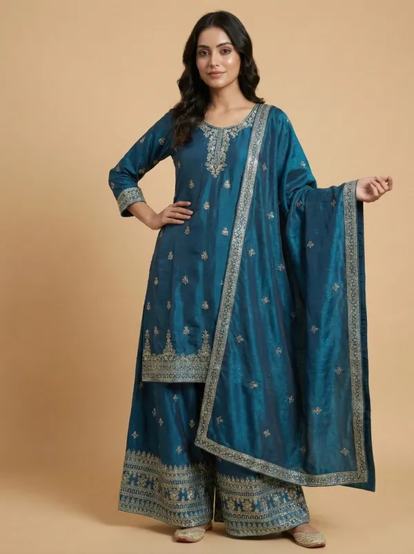 Teal_Green_Sequin_Function_Wear_Readymade_Salwar_Suit