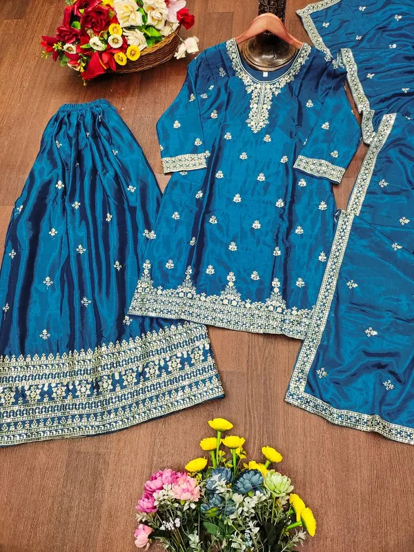 Teal_Green_Sequin_Function_Wear_Readymade_Salwar_Suit