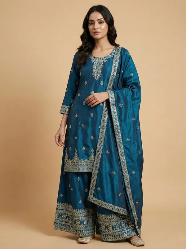 Teal_Green_Sequin_Function_Wear_Readymade_Salwar_Suit