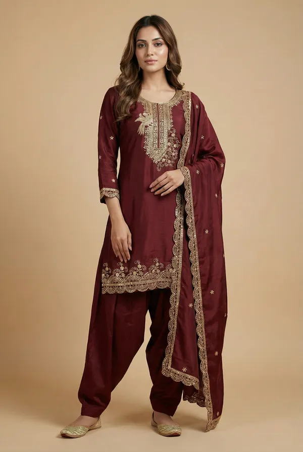 Maroon_Regal_Function_Wear_Sequin_Readymade_Salwar_Suit