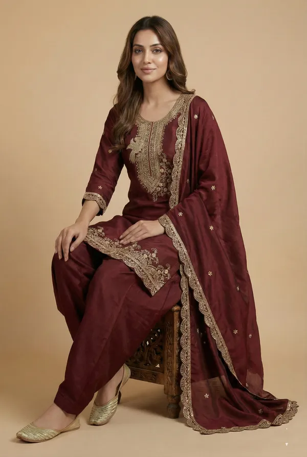 Maroon_Regal_Function_Wear_Sequin_Readymade_Salwar_Suit