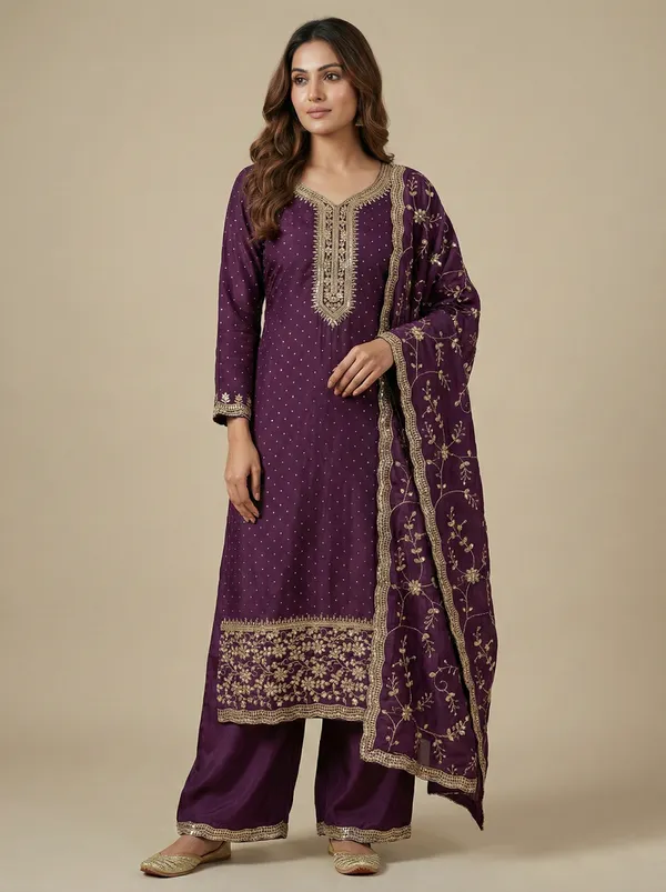 Wine_Stone_Sequin_Work_Occasion_Wear_Readymade_Salwar_Suit