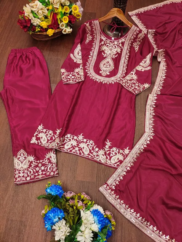 Rich_Maroon_Color_Function_Wear_Sequin_Work_Readymade_Salwar_Suit