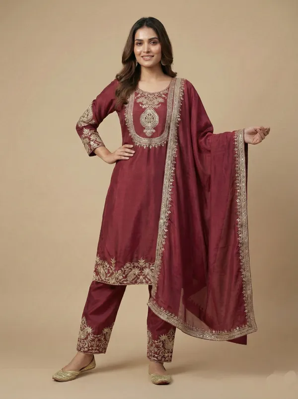 Rich_Maroon_Color_Function_Wear_Sequin_Work_Readymade_Salwar_Suit