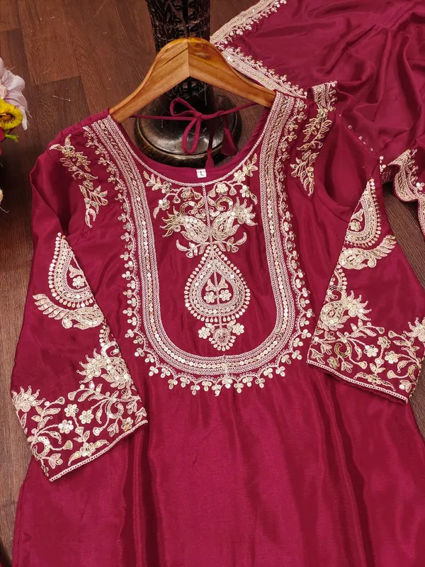 Rich_Maroon_Color_Function_Wear_Sequin_Work_Readymade_Salwar_Suit