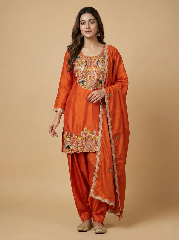 Orange_Festive_Wear_Coding_Sequin_Embroidery_Readymade_Salwar_Suit