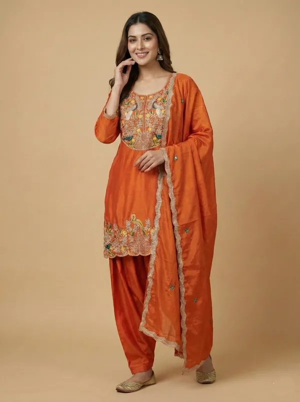Orange_Festive_Wear_Coding_Sequin_Embroidery_Readymade_Salwar_Suit