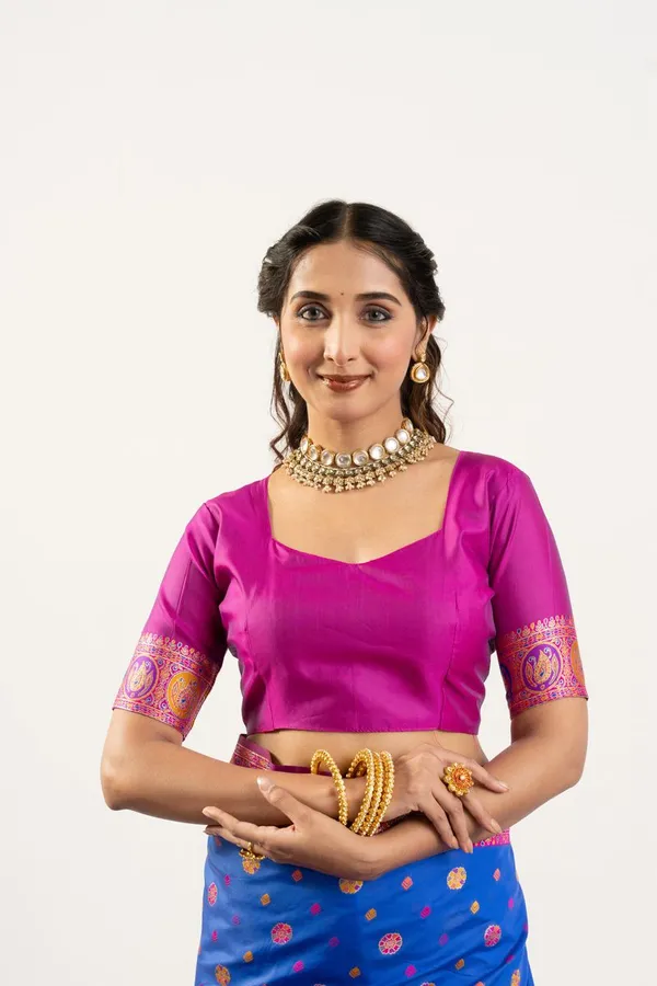 Blue_Soft_Silk_Banarasi_Saree_With_Pink_Blouse_Default_Title
