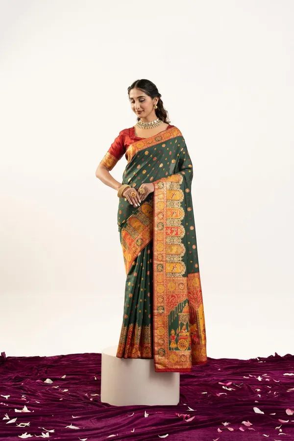 Green_Classic_Designer_Banarasi_Pashmina_Soft_Silk_Saree_Default_Title
