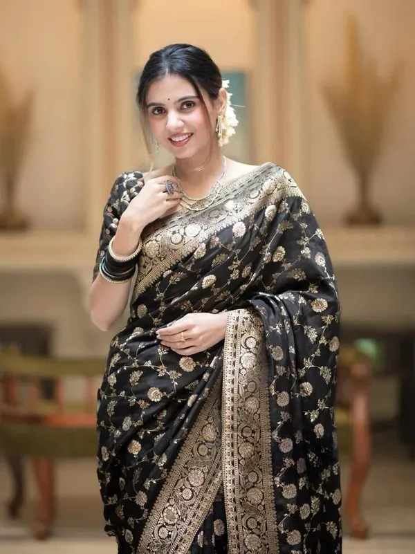 Black_Traditional_Function_Wear_Banarasi_Soft_Silk_Saree_Default_Title