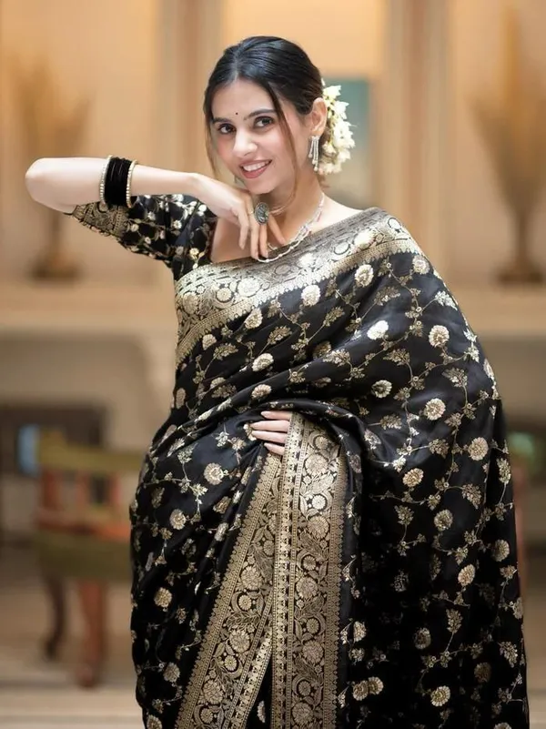 Black_Traditional_Function_Wear_Banarasi_Soft_Silk_Saree_Default_Title
