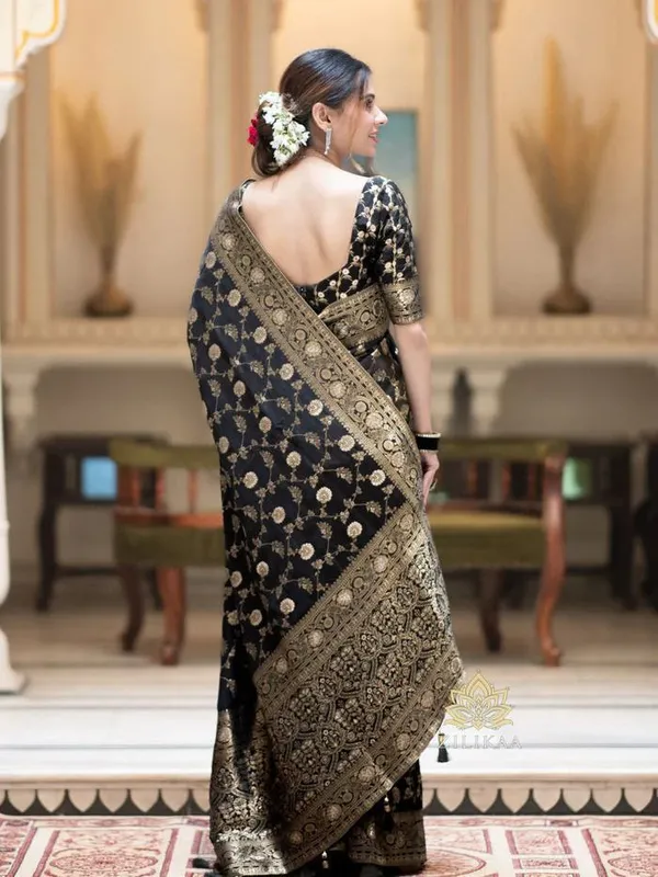 Black_Traditional_Function_Wear_Banarasi_Soft_Silk_Saree_Default_Title