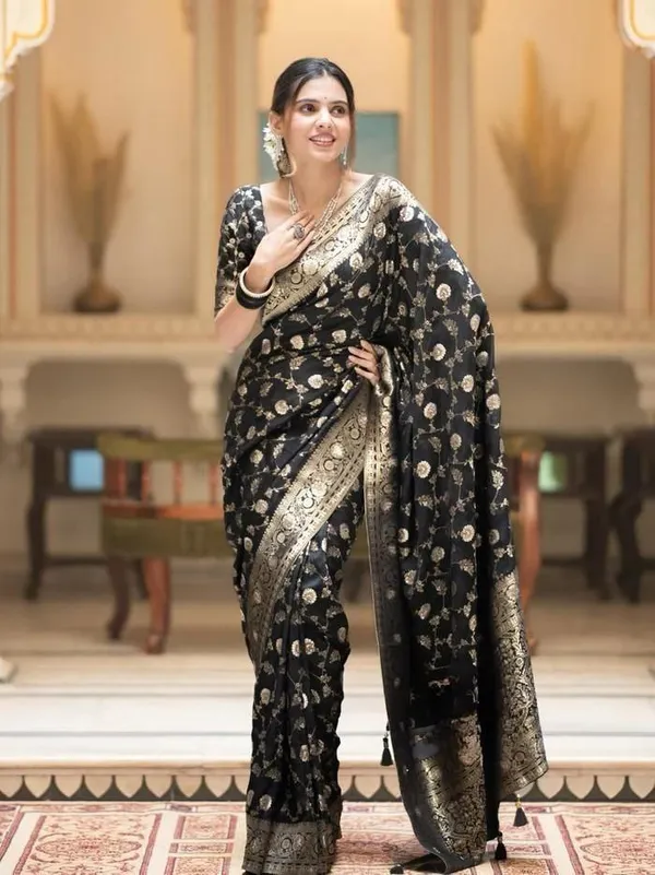 Black_Traditional_Function_Wear_Banarasi_Soft_Silk_Saree_Default_Title