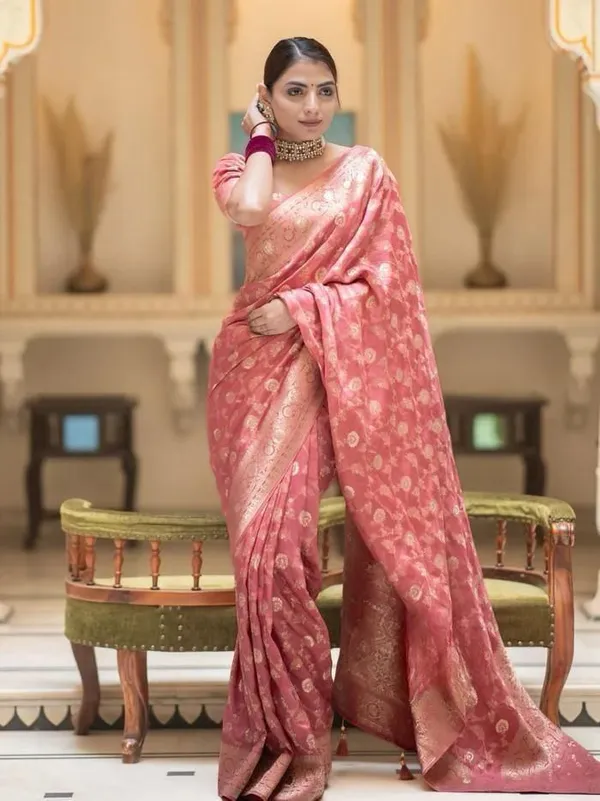 Peach_Orange_Classic_Designer_Banarasi_Silk_Saree_Default_Title