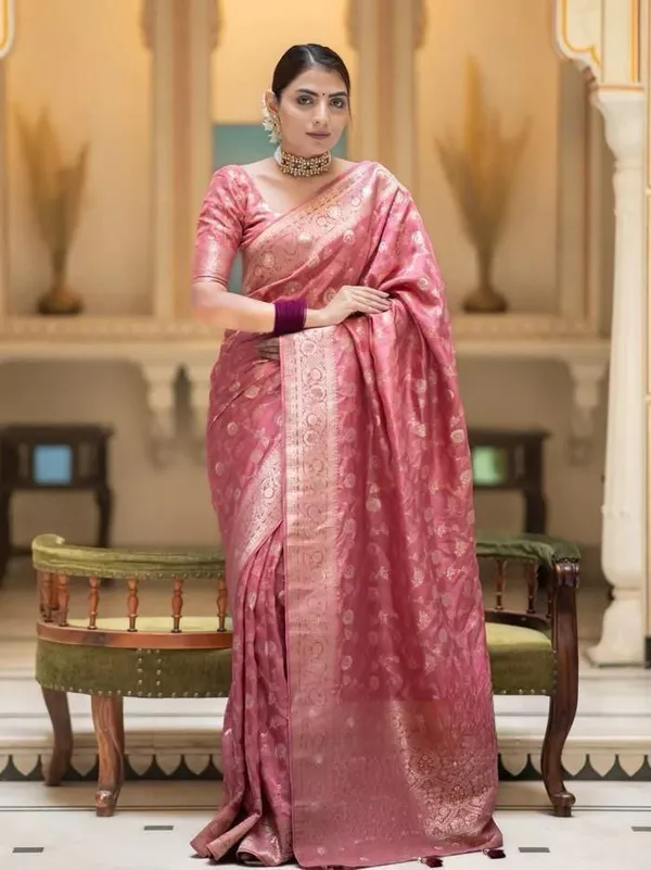 Peach_Orange_Classic_Designer_Banarasi_Silk_Saree_Default_Title