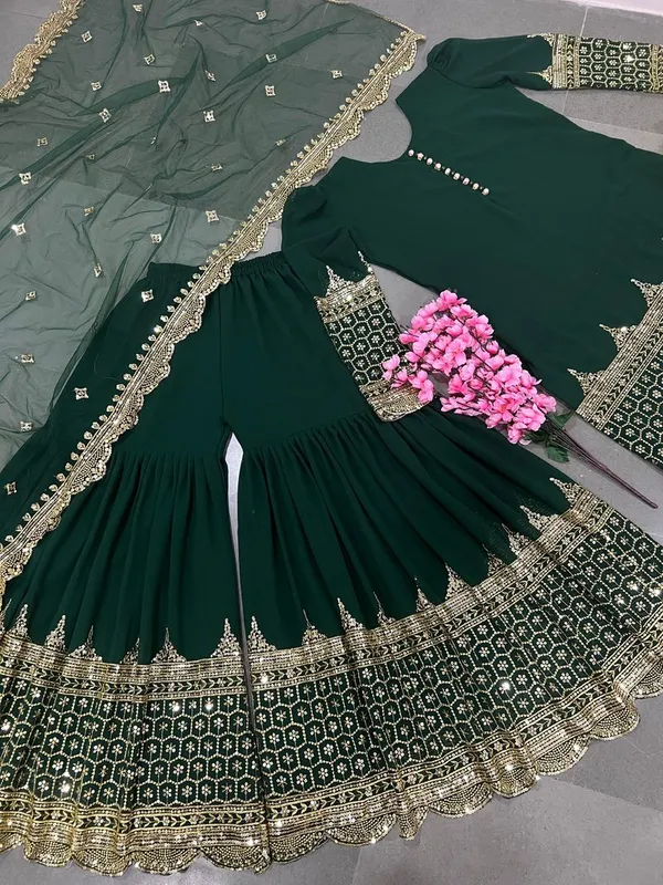 Green_Designer_Traditional_Wear_Sequin_Embroidery_Readymade_Salwar_Suit