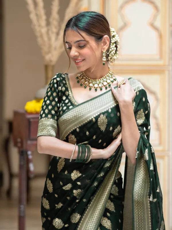 Green_Party_Function_Wear_Designer_Banarasi_Soft_Silk_Saree_Default_Title
