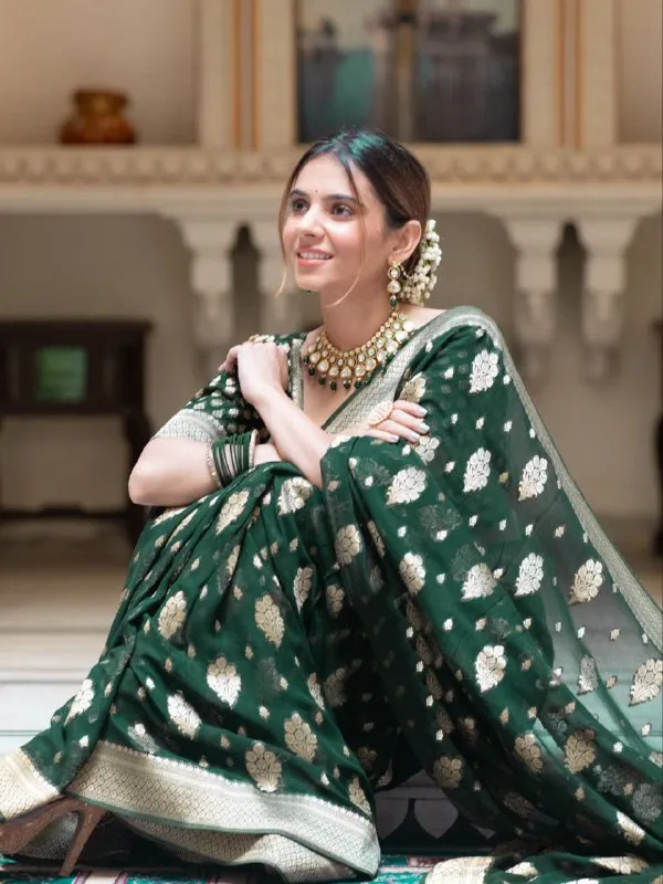 Green_Party_Function_Wear_Designer_Banarasi_Soft_Silk_Saree_Default_Title