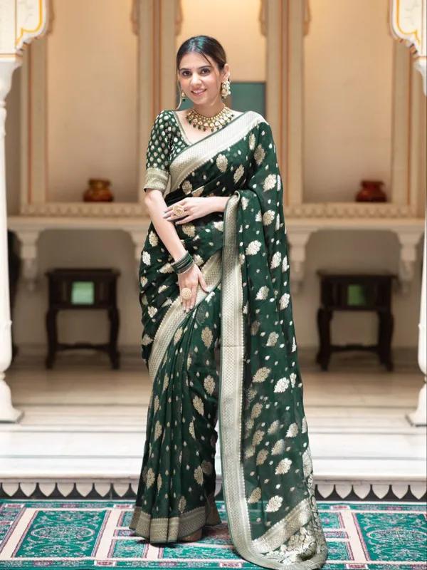 Green_Party_Function_Wear_Designer_Banarasi_Soft_Silk_Saree_Default_Title