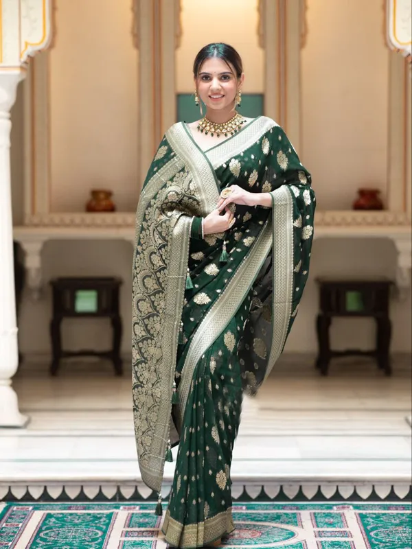 Green_Party_Function_Wear_Designer_Banarasi_Soft_Silk_Saree_Default_Title